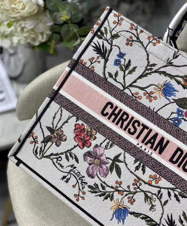 Christian Dior Cannage Embroidered Velvet Dior Book Tote White